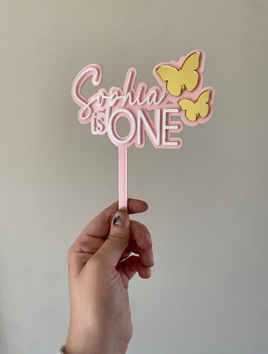 Acrylic Birthday Butterfly Cake Topper Double Layer