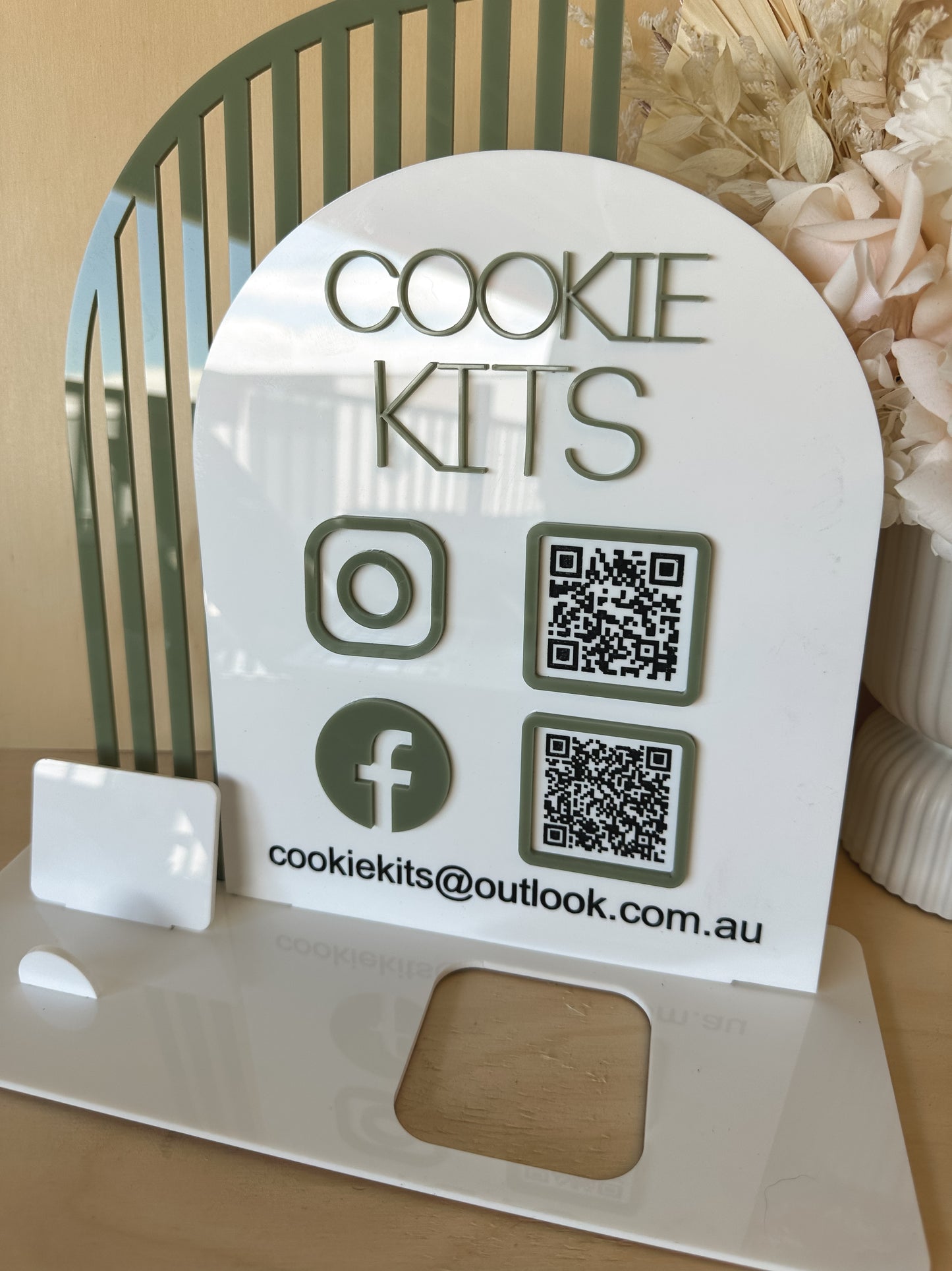 Acrylic Luxe LOGO Slotted Business 1-2 QR Code Social Media Signage