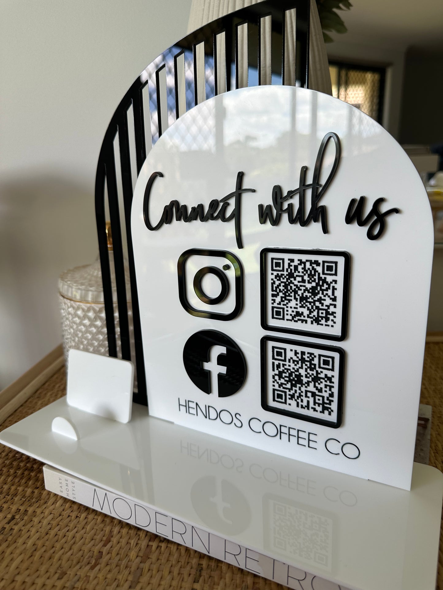 Acrylic Luxe Slotted Business 2x QR Code Social Media Signage