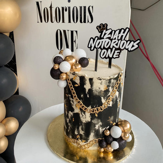 Acrylic 'Notorious One' Birthday Cake Topper Double Layer