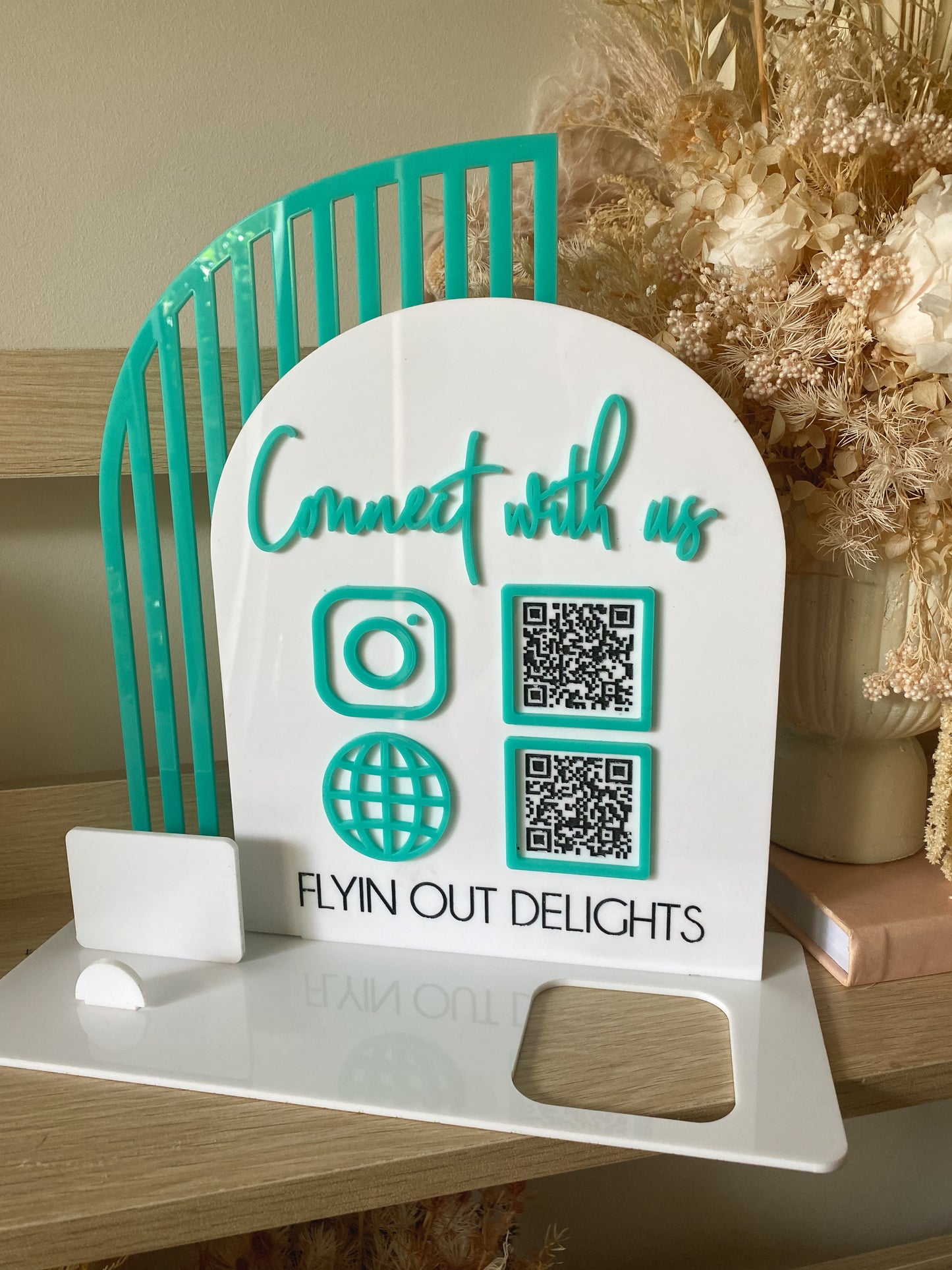 Acrylic Luxe Slotted Business 2x QR Code Social Media Signage