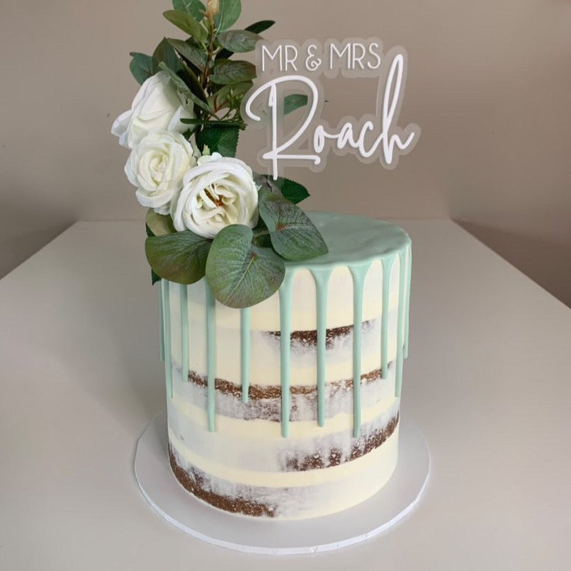 Acrylic Wedding Couple Cake Topper Double Layer