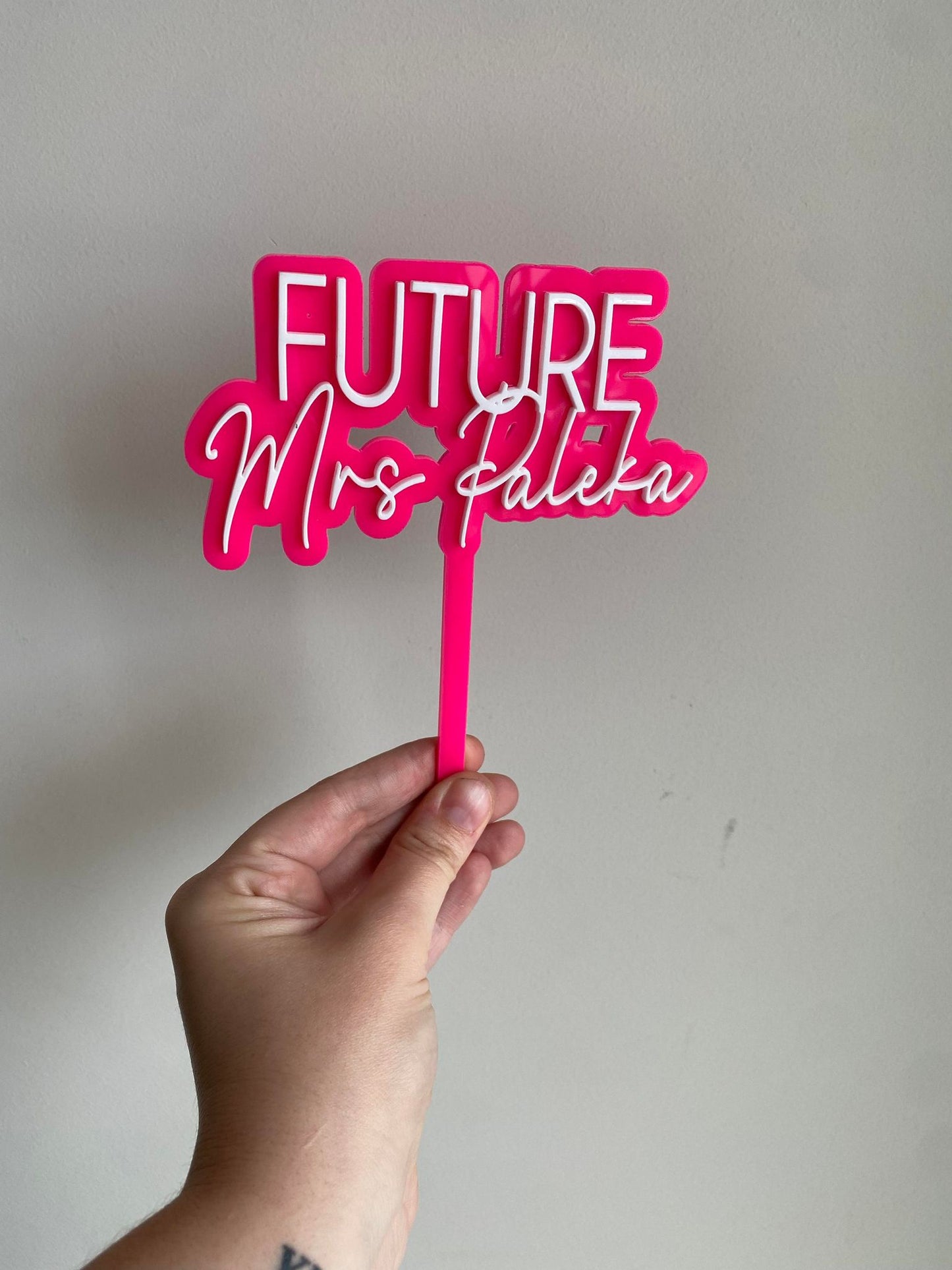 Acrylic 'Future Mrs' Cake Topper Double Layer