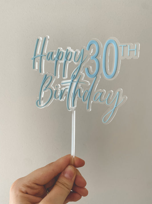 Acrylic Birthday Age Cake Topper Double Layer