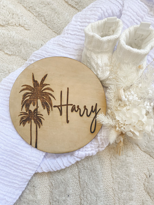 Personalised Wood Name Plaque - PALM TREE