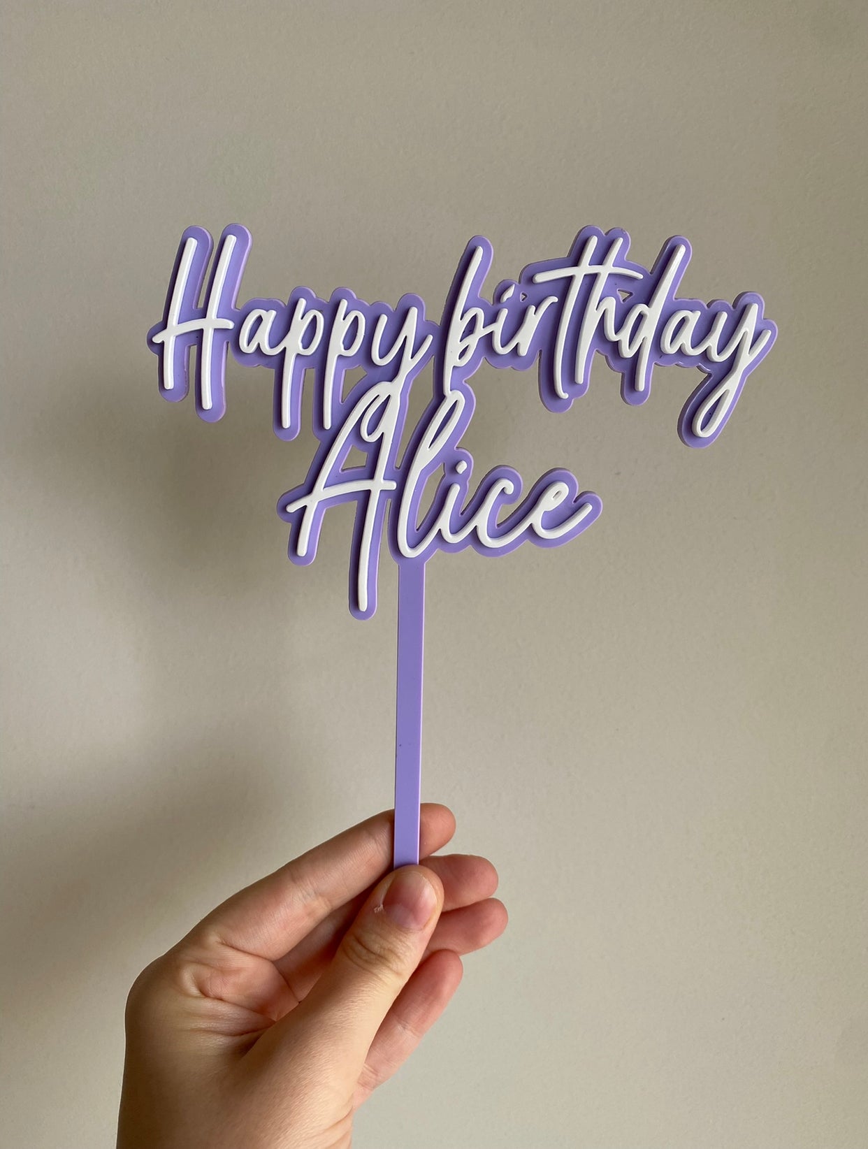 Acrylic Happy Birthday Personalised Cake Topper Double Layer