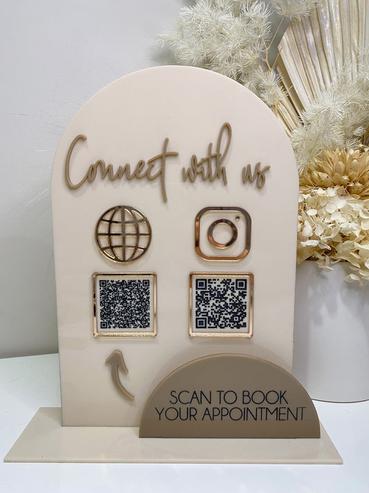 Acrylic 'Connect With Us' Luxe Business QR Code Social Media Signage