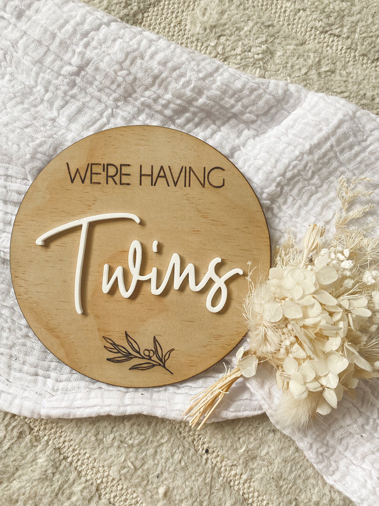 Twins/Triplet Baby Wood Announcement Plaque