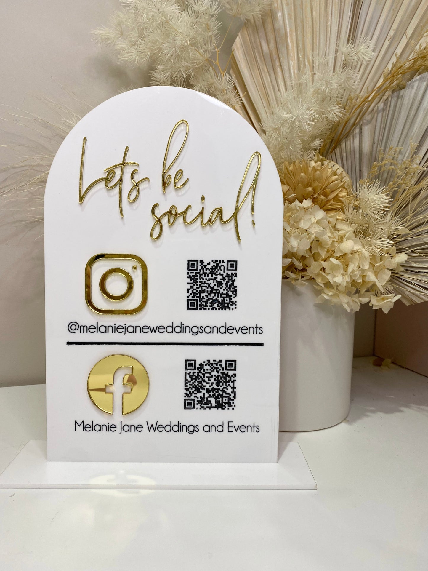 Acrylic 'Lets be Social' Business QR Code Social Media Signage