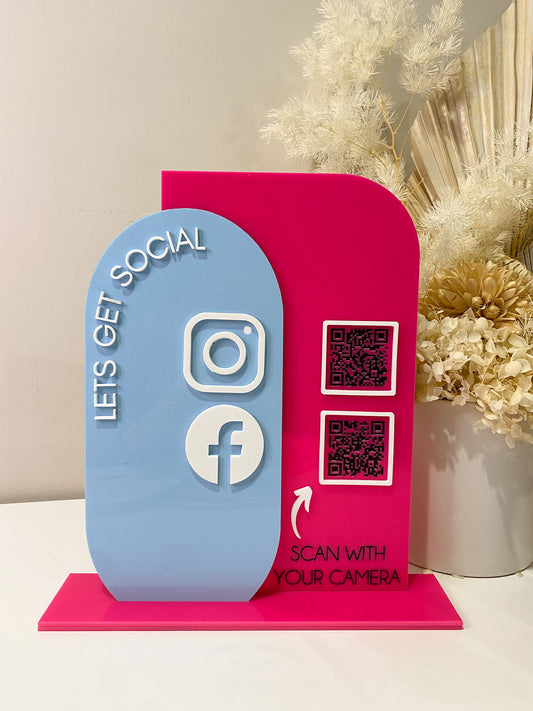 Acrylic Luxe Business QR Code Social Media Signage