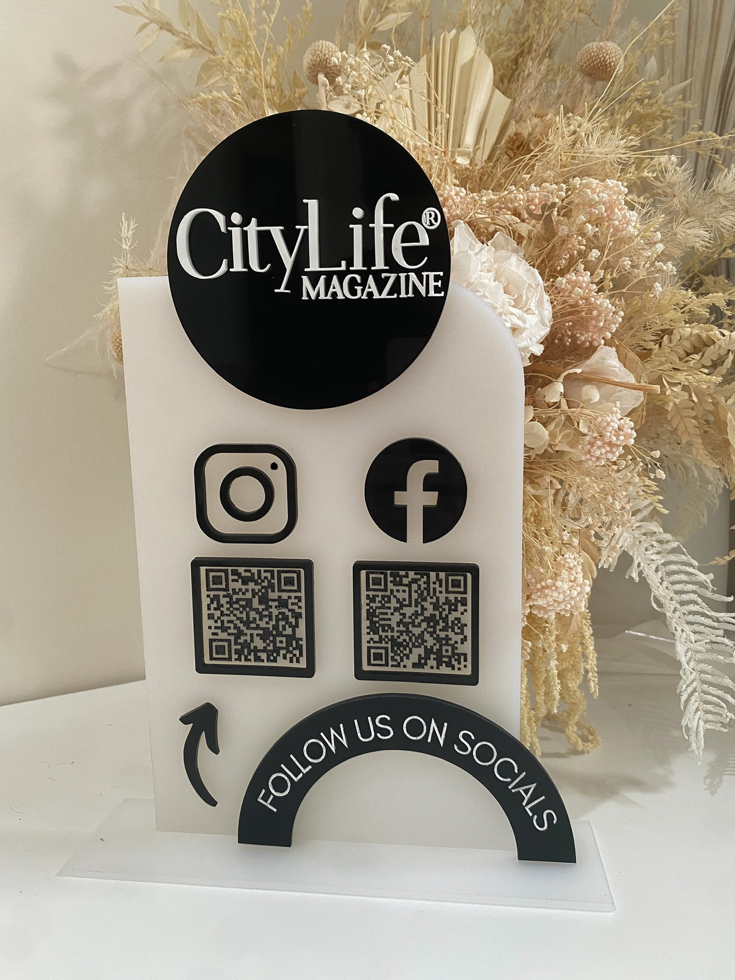 Acrylic Logo Luxe Business QR Code Social Media Signage