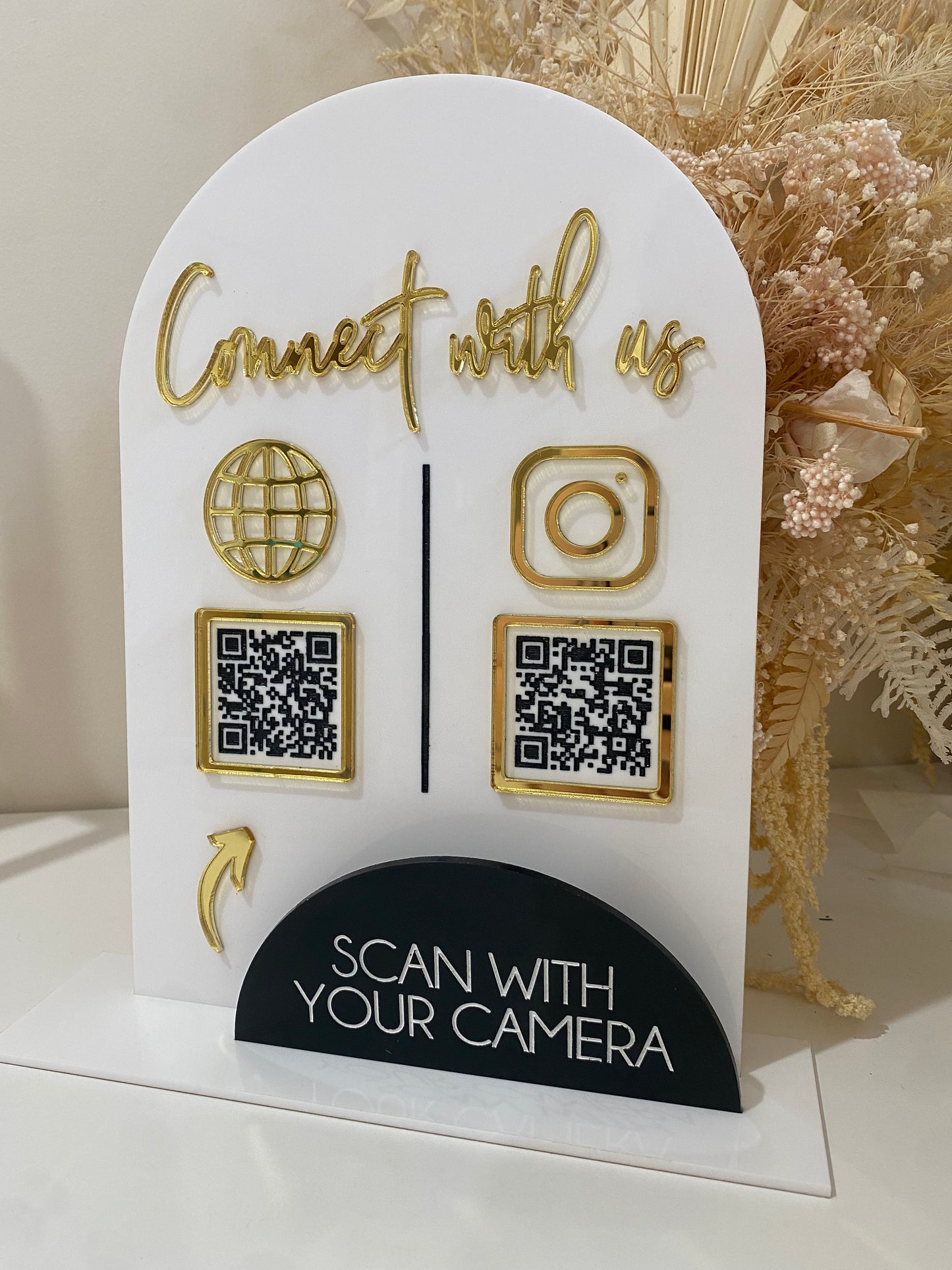 Acrylic 'Connect With Us' Luxe Business QR Code Social Media Signage