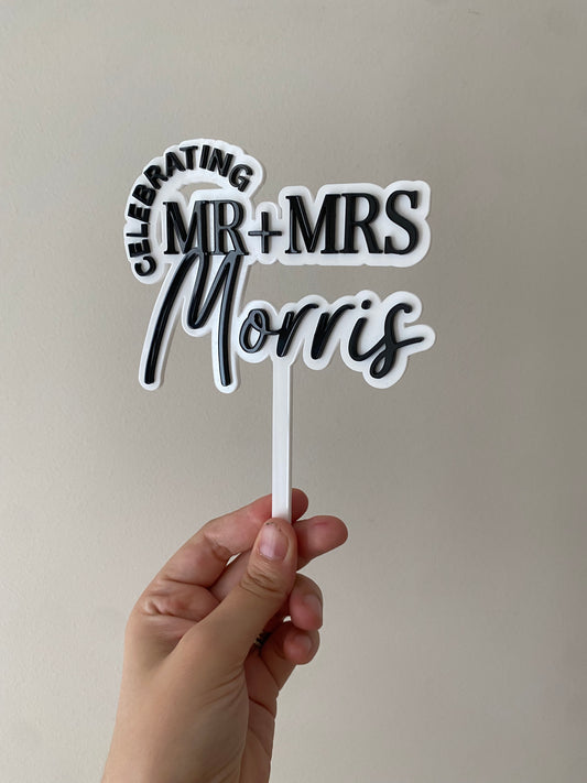 Acrylic 'Mr&Mrs' Cake Topper Double Layer