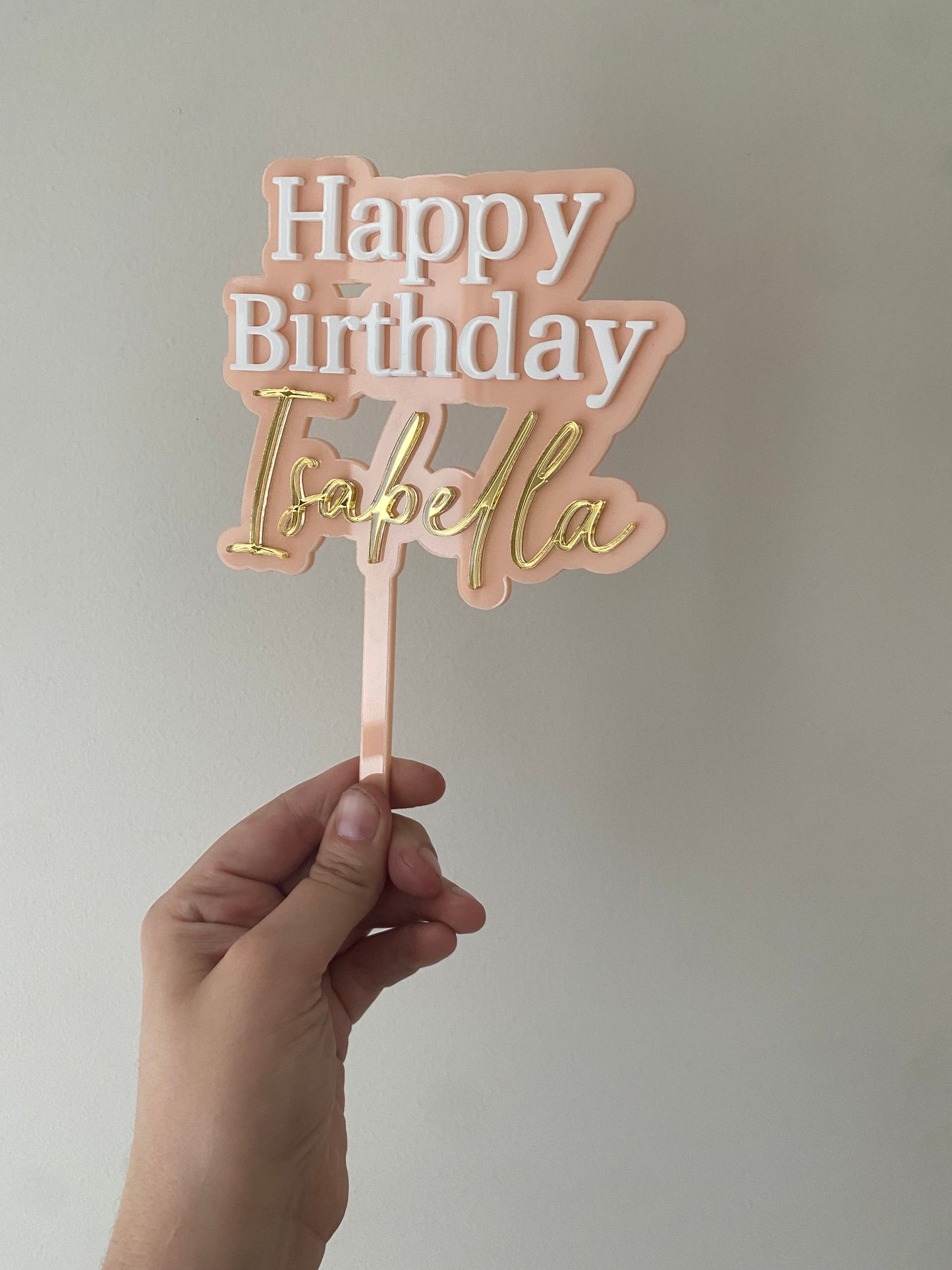 Acrylic Happy Birthday Cake Topper Double Layer